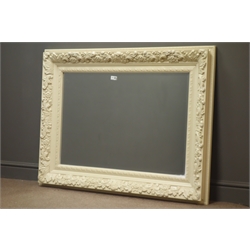  Ornate Ivory finish rectangular bevel edge wall mirror, W119cm, H89cm  