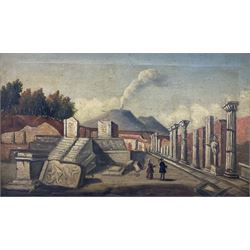 English School (19th century): Victorian Tourists Visiting the Ruins of Pompeii, oil on canvas unsigned 35cm x 60cm