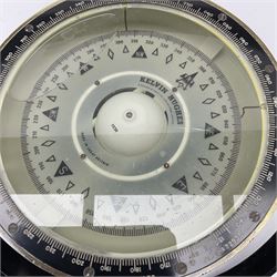 Kelvin Hughes ship's compass type no.72935, with black enamelled brass casing and gimbal mount, serial no. L.S.1938 D23cm excluding gimbal