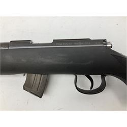 Puma Rifles Hunter bolt-action .22 Long Rifle the 36cm shortened barrel threaded for sound moderator, plastic synthetic stock, serial no.1050840 L83.5cm FIREARMS CERTIFICATE REQUIRED OR RFD