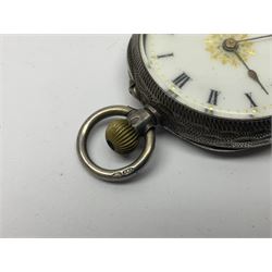 9ct gold pear butterfly brooch, 9ct gold stone set ring and an silver fob watch, all stamped or hallmarked 