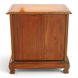 Georgian design mahogany dwarf chest, fitted with four long cock-beaded drawers, on ogee bracket feet