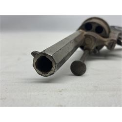 19th century Belgian 7mm pin-fire six-shot revolver with engraved action, folding trigger and ornate grips, ELG proof marks, No.4562 L20cm