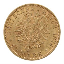 Germany Charles I 1874 gold ten mark coin