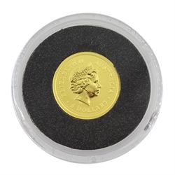 Queen Elizabeth II Australia 2003 fine gold 1/20 ounce 'Year of the Goat' coin from 'The Smallest Gold Coins of the World Collection', with certificate