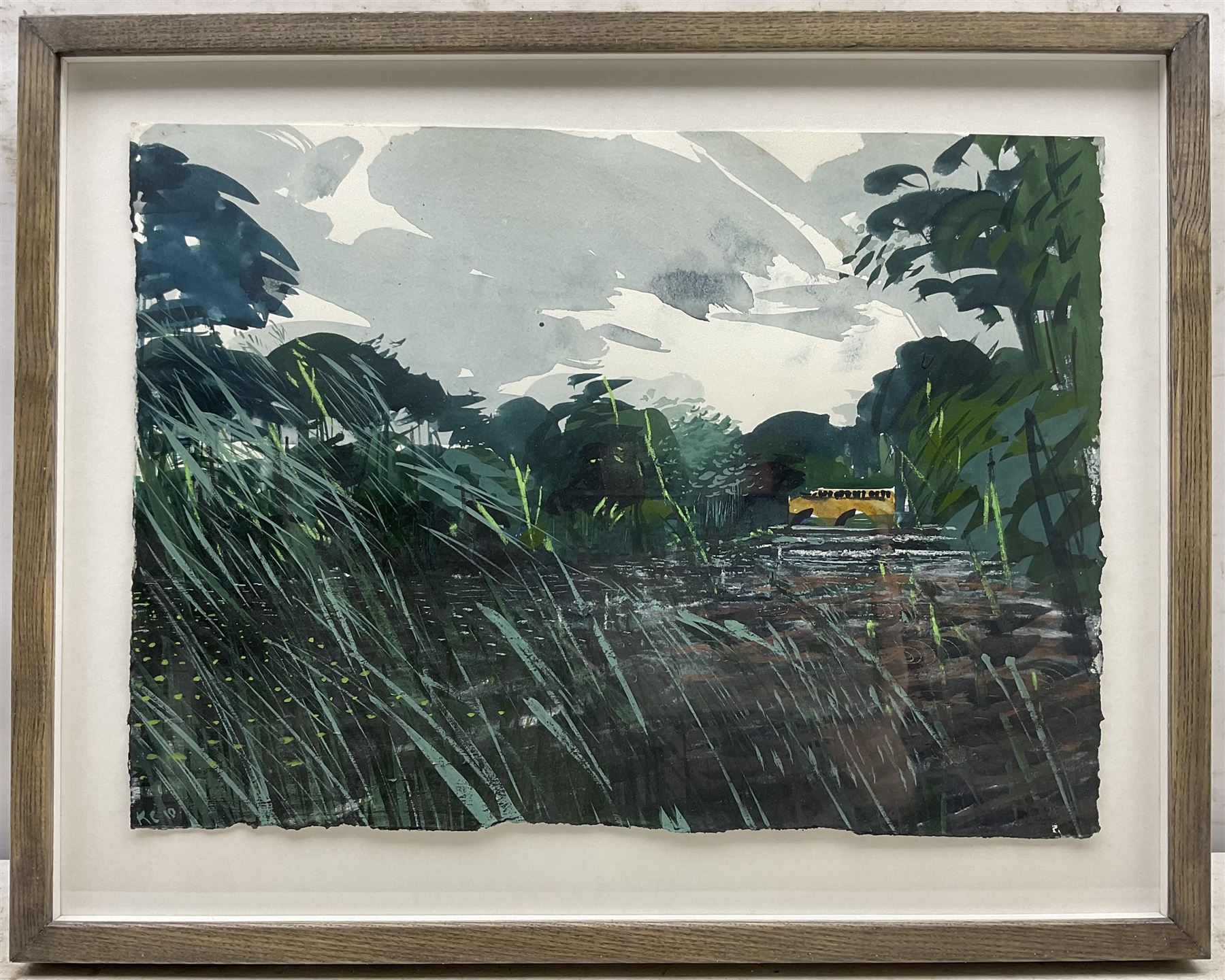 Kane Cunningham (British 1961-): 'Lake - Scampston Hall', watercolour signed with initials and dated '10, titled verso 28cm x 38cm