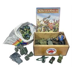 Citadel Miniatures Warhammer ‘Fantasy Battle Rules’ 1984 painted figures in original box; large quantity of playworn military vehicles to include Corgi, Dinky etc; Britains Ltd toy soldiers and further similar etc 