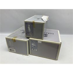 Three Lladro figures, comprising Garden Classic, signed no 7617, Summer Stroll no 7611 and Best Friend no 7620, all with original boxes, largest example H24cm 