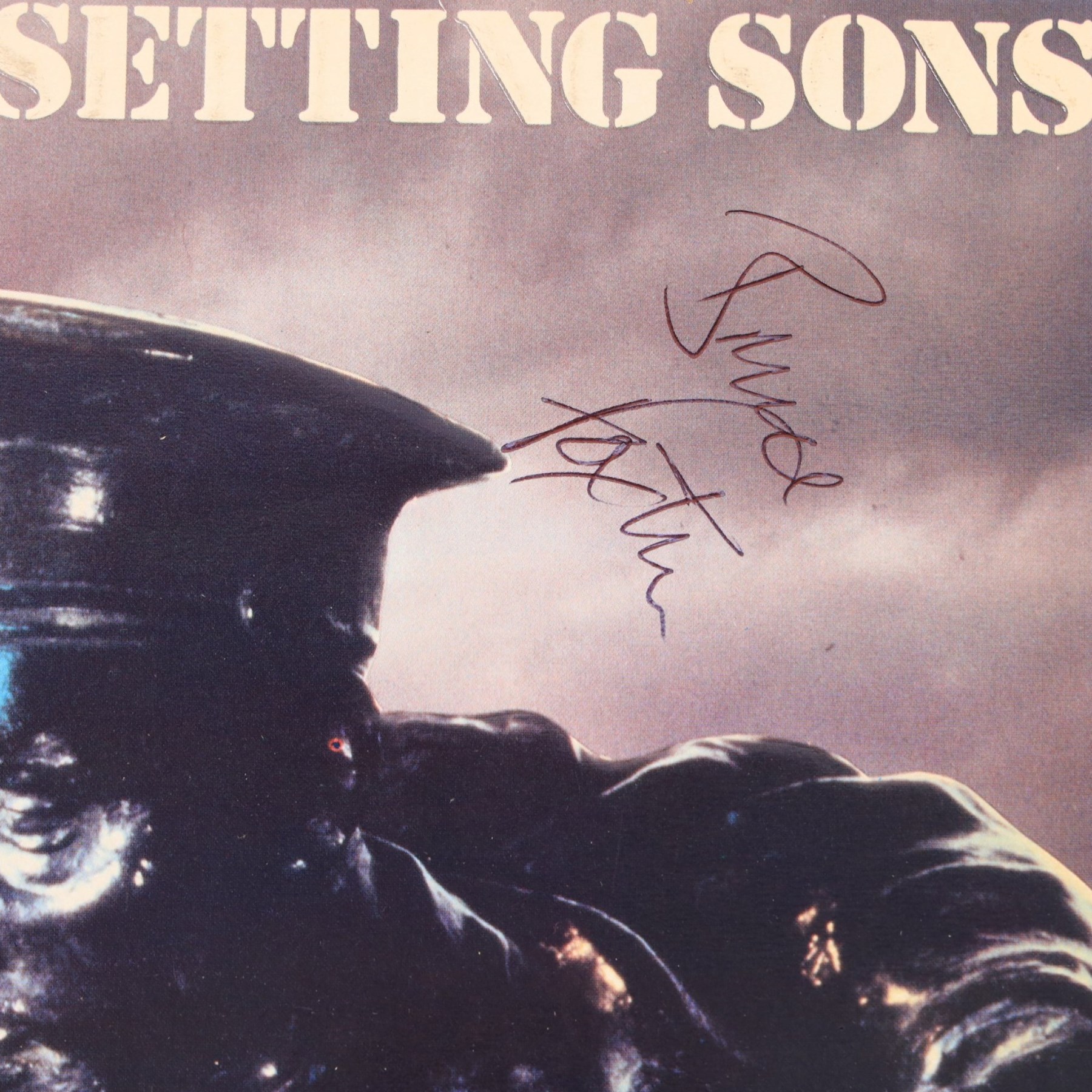 The Jam 'Setting Sons' vinyl record, signed to the front of the sleeve by Paul Weller, Bruce Foxton and Rick Buckler