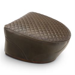 Timothy Oulton - saddle chair and stool upholstered in chocolate brown leather, with reclined back with diamond quilted cushions, stirrups upholstered to the sides  