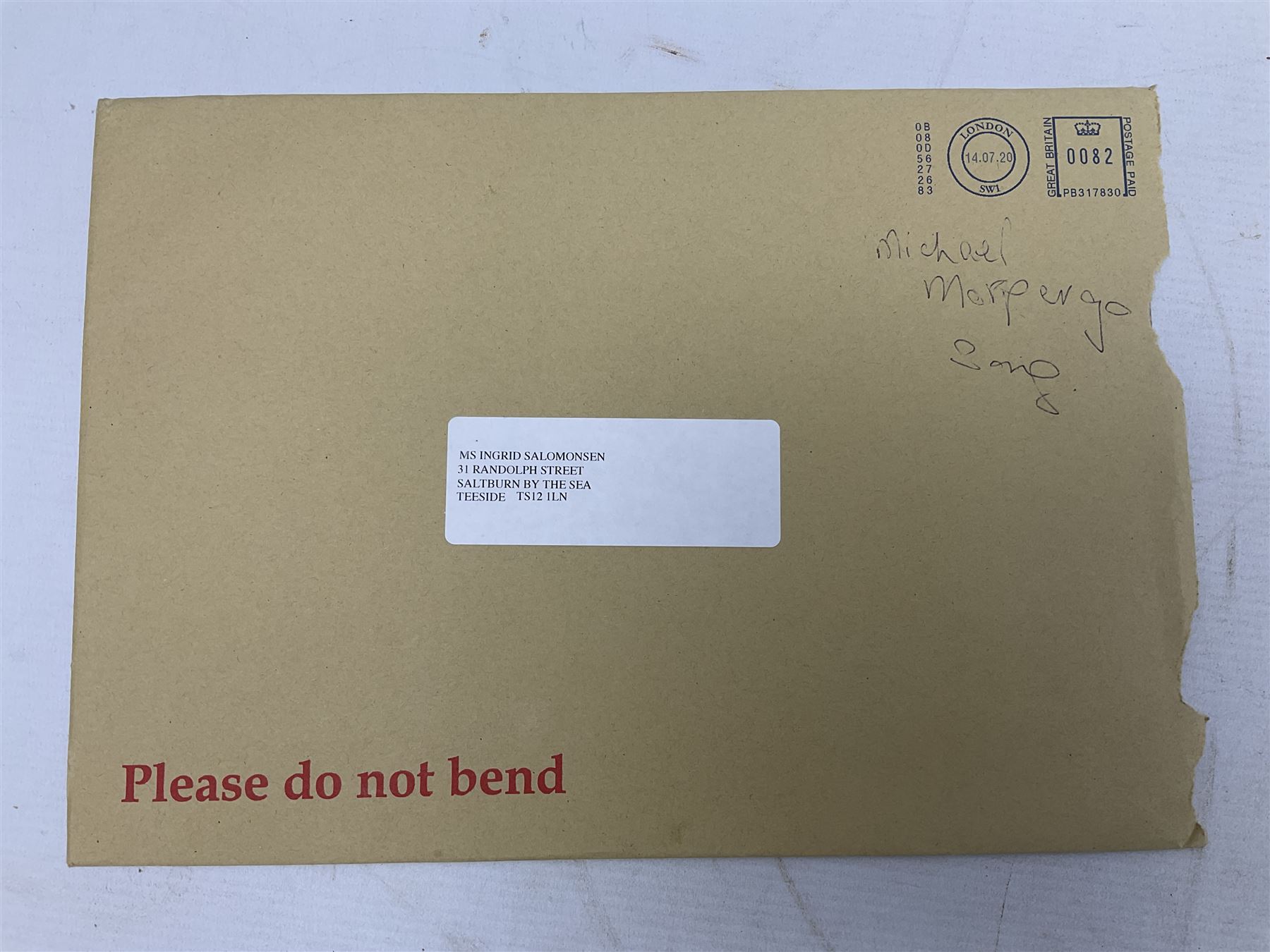 Michael Morpurgo (British 1943-): 'A Song of Gladness', printed poem on A4 signed and dedicated 'For Ingrid' in blue ink 
Provenance: dedicated to the vendor's sister