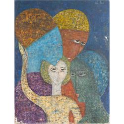 Bella Brisel (Israeli 1929-1982): Study of Heads, oil on canvas signed c. 1960, 65cm x 50c...
