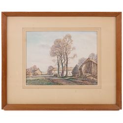 Henry Samuel Merritt (British 1884-1963): Farm and Windmill, two watercolours signed, one very faintly lower right, max 27cm x 38cm (2)