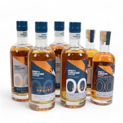 Spirit of Yorkshire Distillery, distillery projects maturing malts, full set of six, projects 001-004 70cl 46% vol and project 005, 006 50cl 46% vol 
