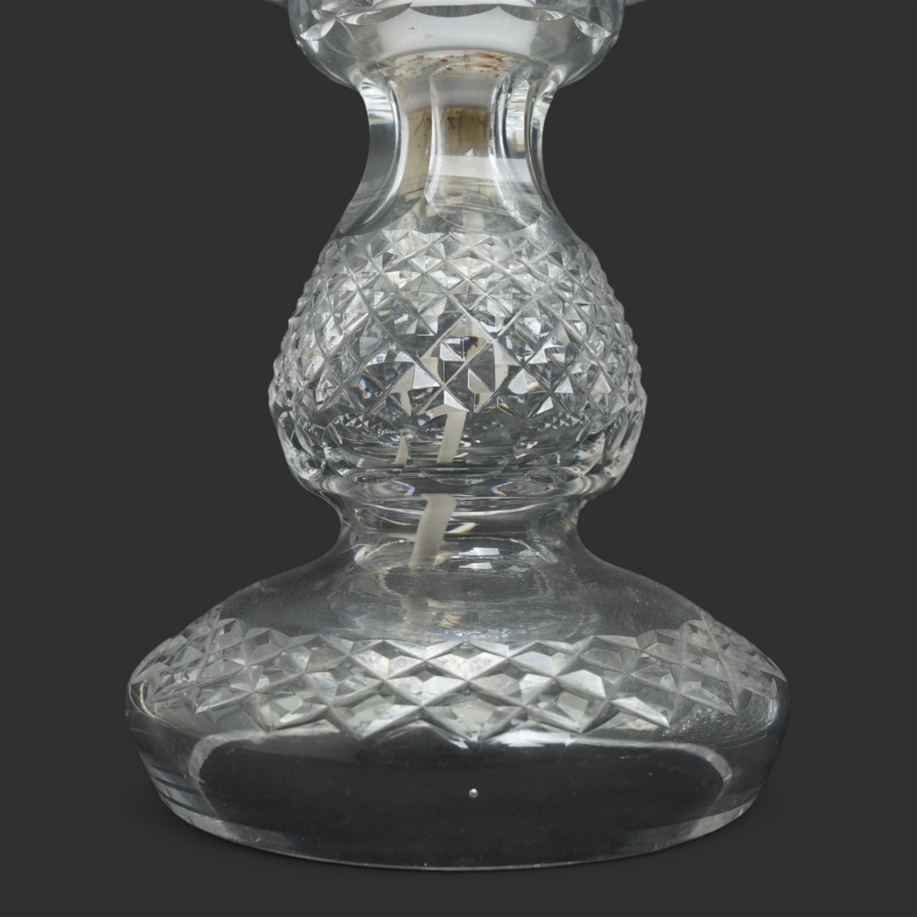 Waterford glass table lamp of baluster form with dome shade and hobnail cut decoration H36cm