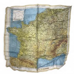 WWII British Parachute Regiment Escape and Evasion Silk Map, covering 'Zones of France', second edition H51cm