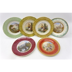  Six Victorian Prattware plates: Vue De La Ville De Strasbourg Prise Du Port, Chatsworth, The Picnic and others (6)  
