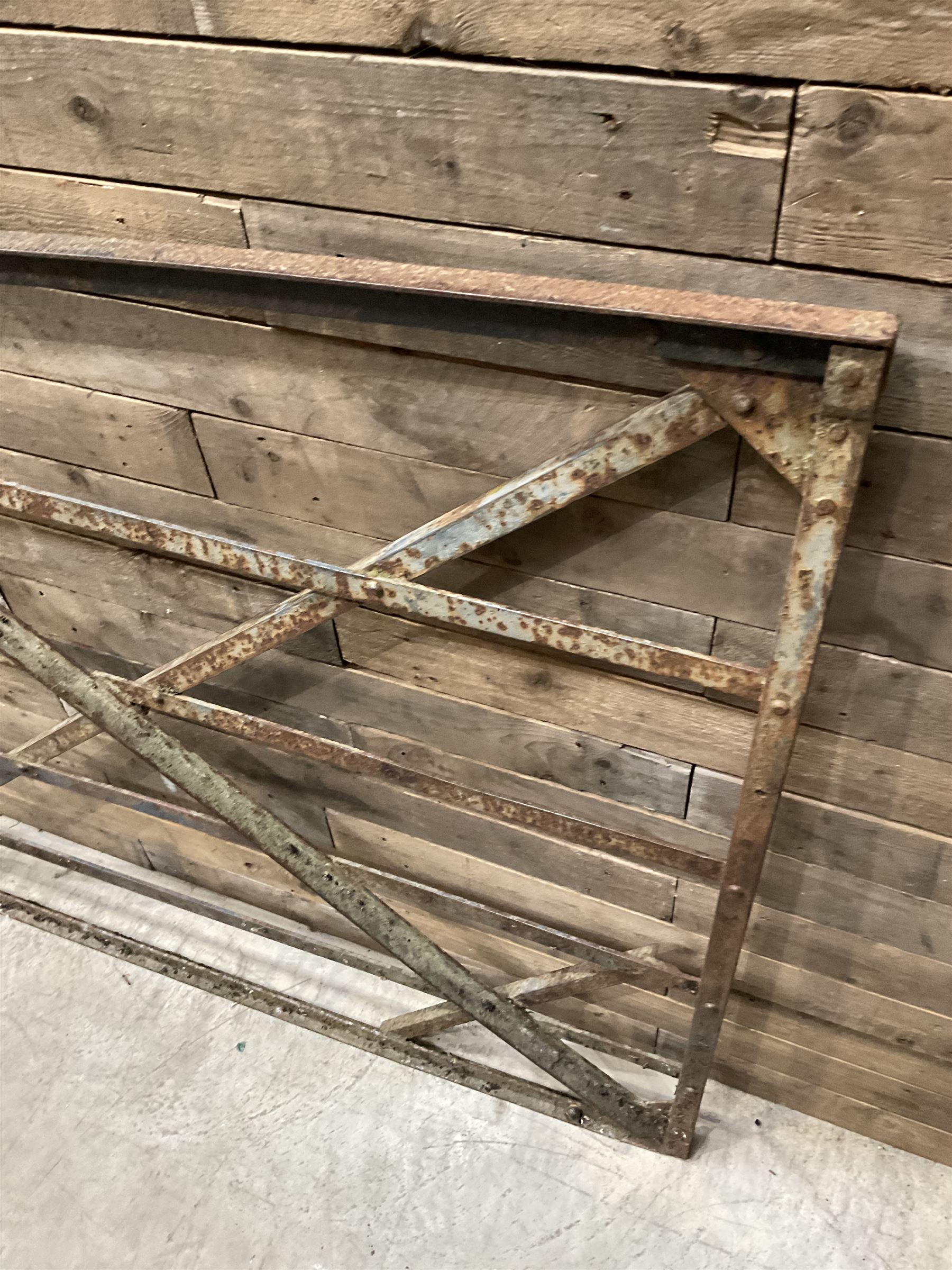 Large wrought metal country driveway or field gate (W324cm, H125cm)and a similar pedestrian gate (W110cm, H108cm)