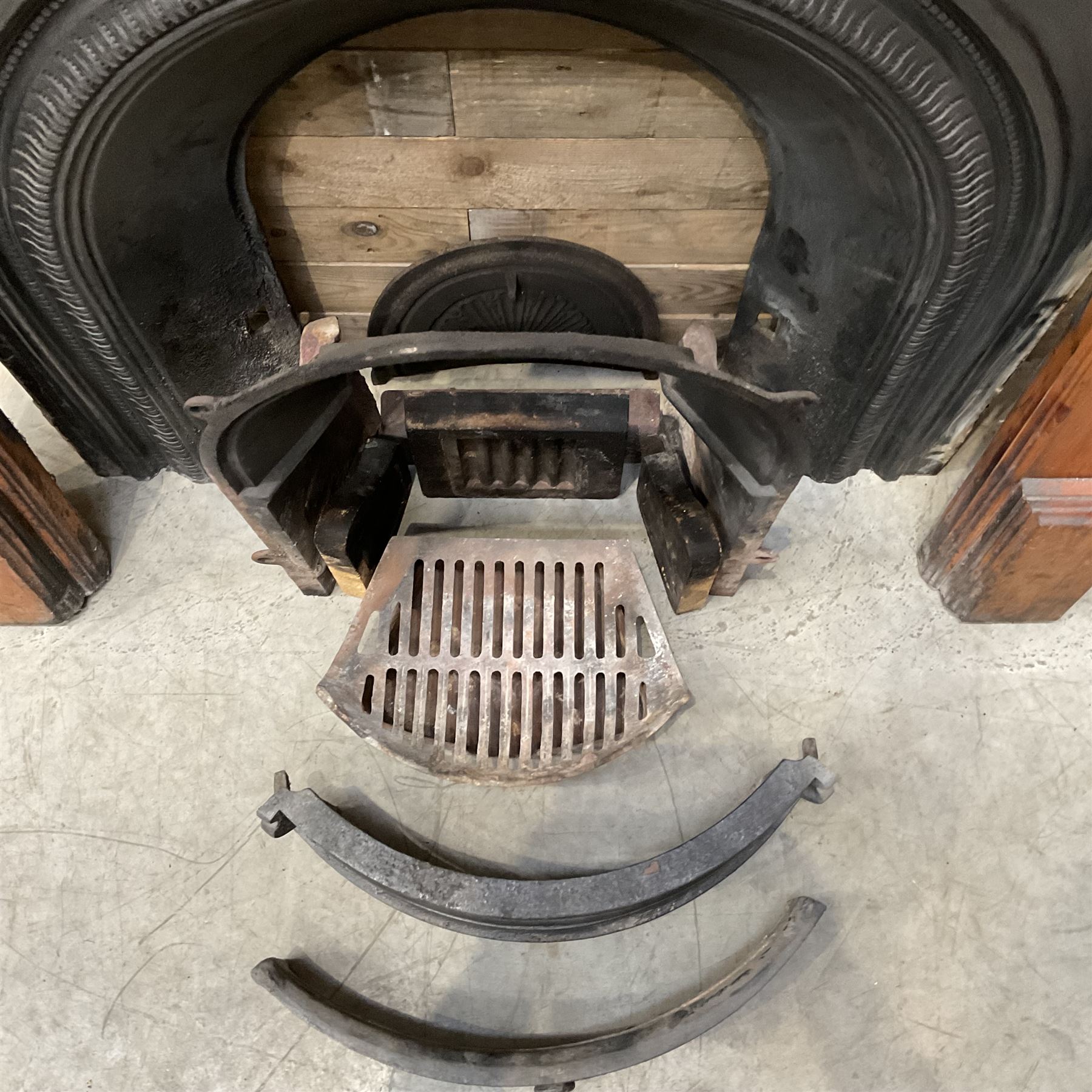 Gallery Collection open fireplace - Victorian design cast iron fire inset with polished pine surround