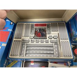 Fischer Technik/Lego/Playmobil - thirteen model building sets comprising eight Fischer Technik sets 50, 50/1, 50v, 50/2, 50+mot1 and two 50S, 50/1 add-on pack, with spare parts packs 01, 03, 05, two 22 and 30; two Lego sets comprising C107 and Lego Systems 103, part-set 870 and 970; Playmobil no.3520 set; four boxes of loose lego, various instruction manuals and a scrapbook 