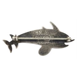 Silver double dolphin brooch designed by Georg Jensen, No. 317
