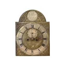 Late 18th century - 8-day longcase movement with a  12” x 16” brass dial signed Robert Clidsdale of Edinburgh, with original hands chapter ring and spandrels, with a rack strike and anchor escapement. No weights, key or pendulum.
