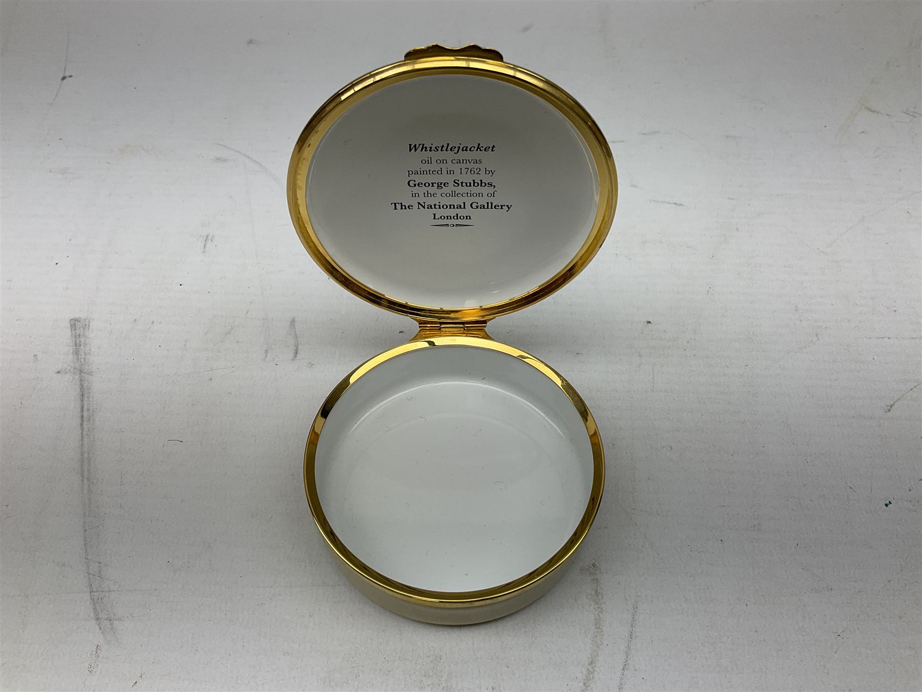 Limited edition Halcyon Days enamel box, Whistlejacket, painted in 1762 by George Stubbs, no 22/250, with certificate of authenticity, in fitted box 