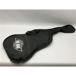 Dean small or child's size electric guitar in black, serial no.O09121956 L85cm; in gig bag; and modern student's violin with 35.5cm two-piece back in fitted carrying case with older bow (2)