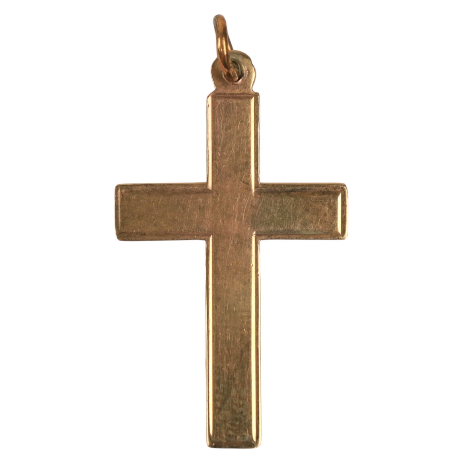 9ct gold jewellery, including pair of heart pendant earrings, pair of hoop earrings and a cross pendant necklace