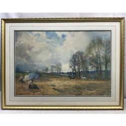 Samuel Towers (British 1862-1943): Horses Working the Field, watercolour signed 48cm x 72cm 