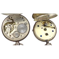 Silver keyless Swiss lever Bravingtons Renown pocket watch movement by Record, case by Dennison, Birmingham 1925 and an early 20th century silver ladies cylinder pocket watch by Kay & Company