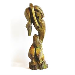 Graham Kingsley Brown (British 1932-2011): Abstract Dancer with Long Hair, woodcarving painted in metallic finish signed with initials to base H18cm 
Provenance: consigned by the artist's daughter - never previously been on the market.