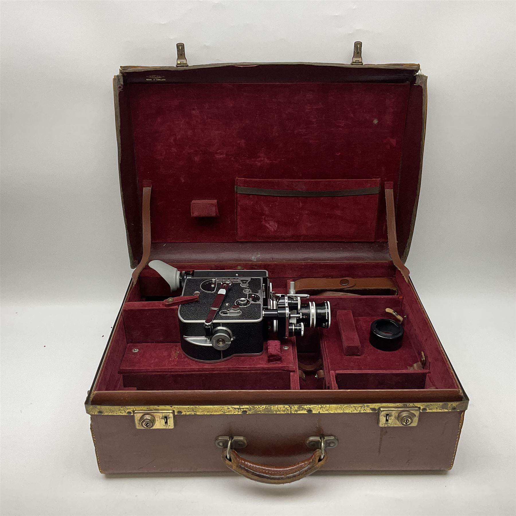 Paillard Bolex H8 RX cine camera body, serial no.195008, with 'Kern Paillard Vario Switar 36EE 1:1,9 f=8/36mm H8 RX' lens, serial no. 955497, in fitted leather carrying case  