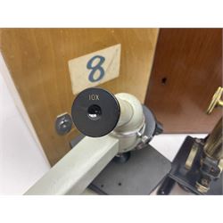 Four microscopes, comprising Nomo Biolam, RCS Zoo Lab 240, R Beck no 13756 and one other