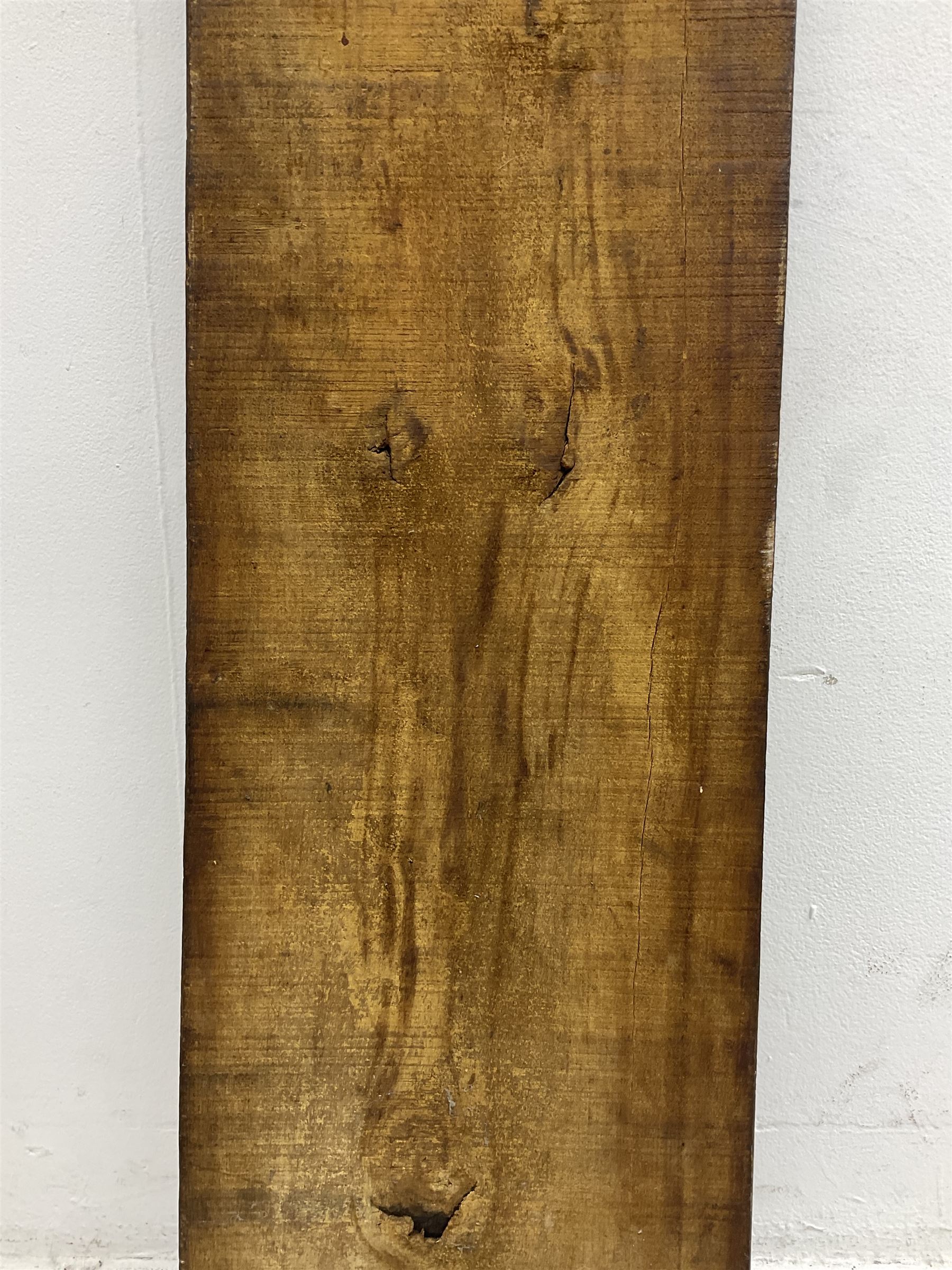 20th century hardwood Dutch folk art Speculaasplank or biscuit mould, typically carved with figure in traditional dress, H132cm