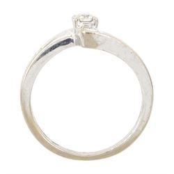 18ct white gold single stone round brilliant cut diamond ring, with diamond set shoulders, hallmarked, total diamond weight 0.25 carat