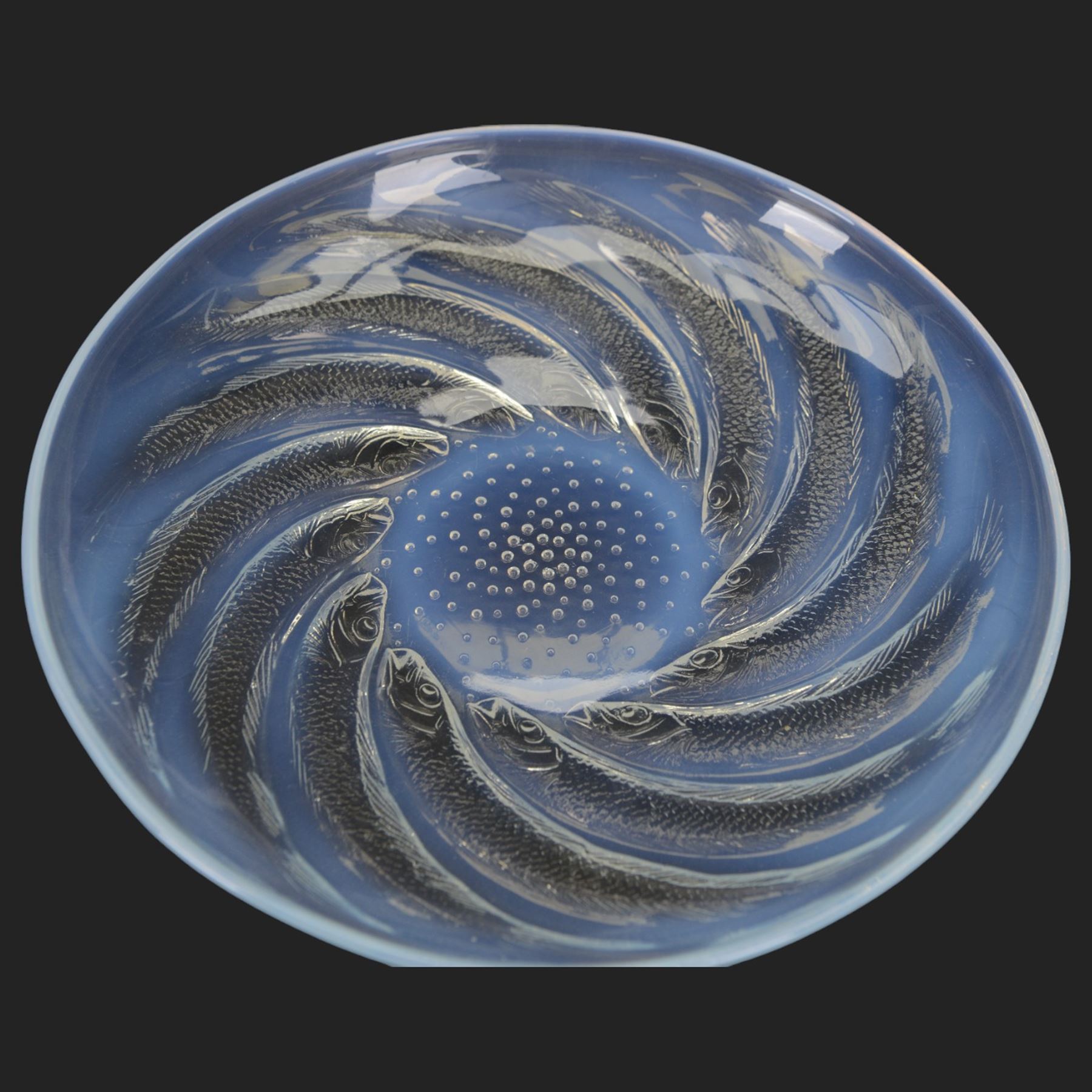 Lalique Poissons plate, designed 1931, with moulded R Lalique mark to centre, D29cm
