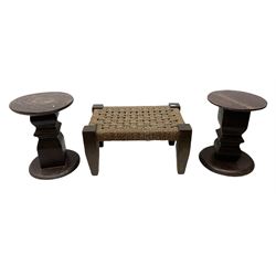 Pair of hat stands and stool, largest L41cm