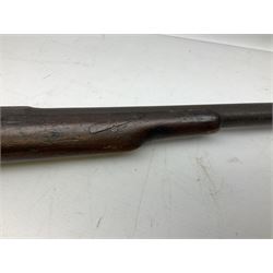 19th century 12-bore single barrel shotgun with Krnka/Werndl type action (converted from a percussion action rifle) with 77cm barrel, L122cm overall RFD ONLY