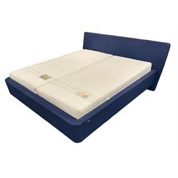 Hulsta Sleeping Systems - Super Kingsize bed upholstered in blue, with two individually tensioned sprung bases and two 3' Top Point 500 single mattresses 