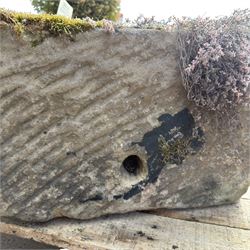 19th century hand hewn rectangular stone trough