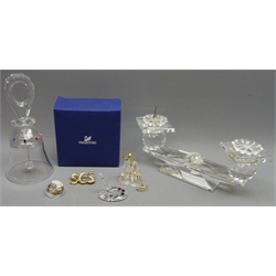  Swarovski crystal pacifier, paintbrush & board, boxed, candelabra, bell, brooch etc (6)  
