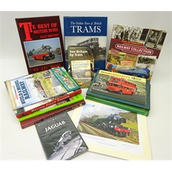  Limited Ed. print of the Flying Scotsman, No.33/100 and a collection of Railway Tram & Bus interest books etc (14)  