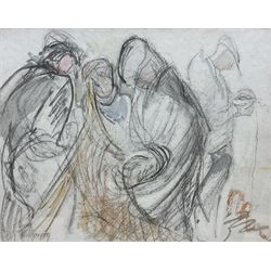 Lilian Colbourn (British 1897-1967): 'Fishermen - Whitby', pencil and chalk signed, titled on label verso 24cm x 30cm 
Provenance: exh. Scarborough Art Gallery Fourth North Riding Artist's Exhibition, loaned by the current vendor, label verso