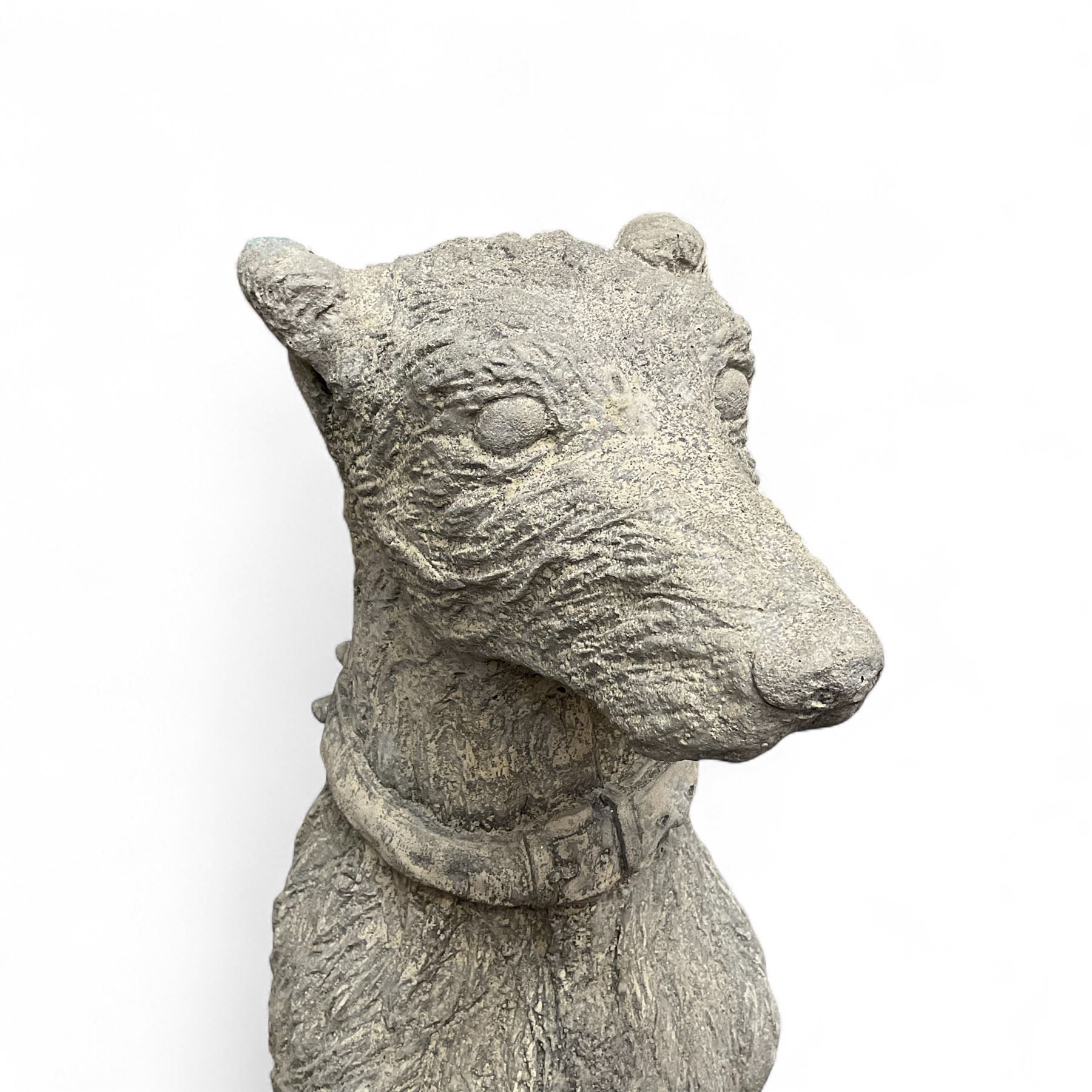 Large cast stone Deer Hound on square plinth base