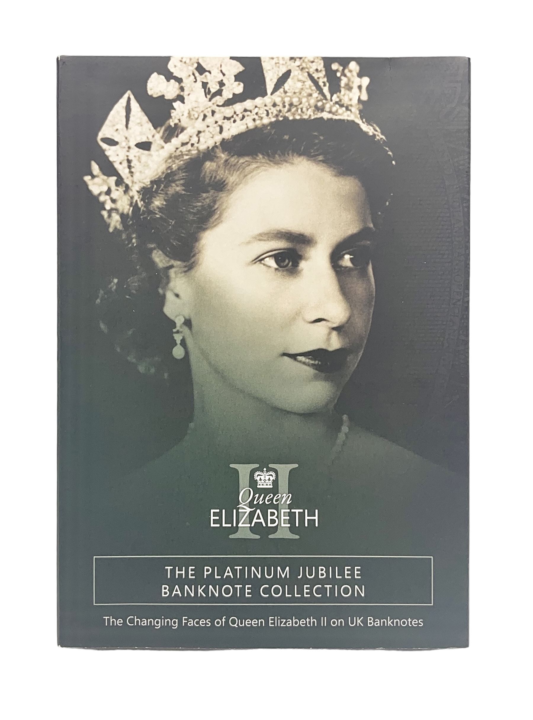 Queen Elizabeth II 'The Platinum Jubilee Banknote Collection' including 2022 'The Unissued Fifty Pence Banknote Gold Coin', housed in official card folder with certificates