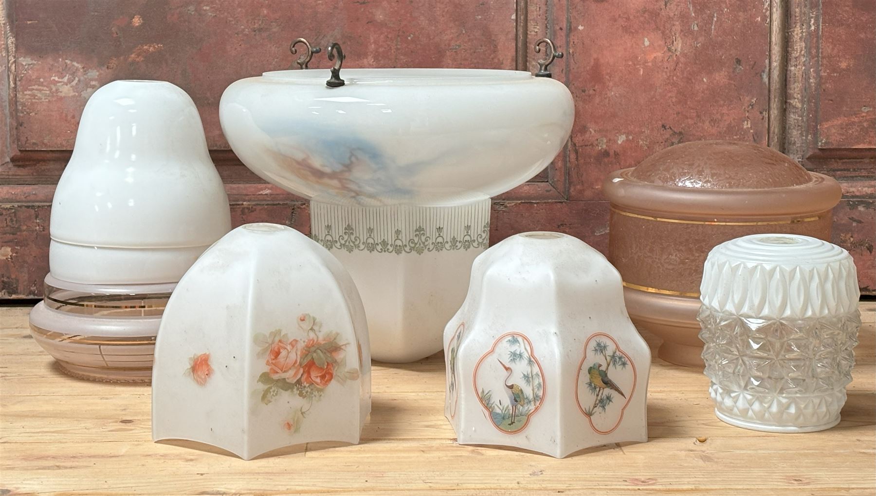 Group of nine glass light shades of various styles (9) - COLLECTION BY APPOINTMENT FROM: The White House, Thirsk Road, Easingwold, York, YO61 3NF - CALL 01723 507111 TO ARRANGE