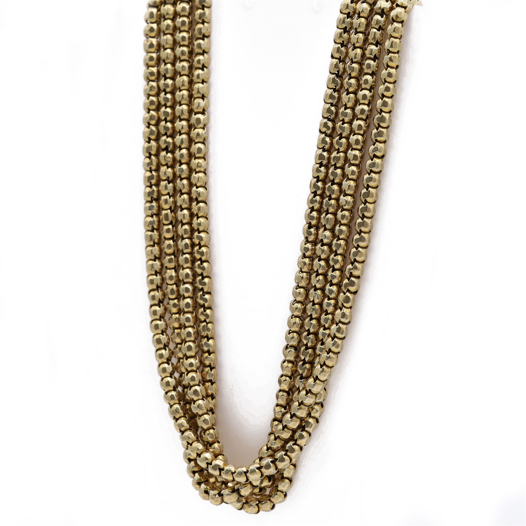 19th century 8ct gold four strand faceted bead necklace