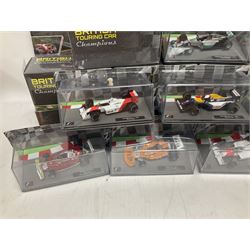 Panini Formula 1 The Car Collection - twelve blister packed racing cars and quantity of periodicals; nine mostly unopened Atlas Editions British Touring Car Champions; and six other boxed/blister packed die-cast models of racing cars