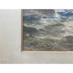 Attrib. Thomas Bush Hardy (British 1842-1897): Returning to the Harbour, watercolour heightened with white signed and dated 1885, 21cm x 30cm 